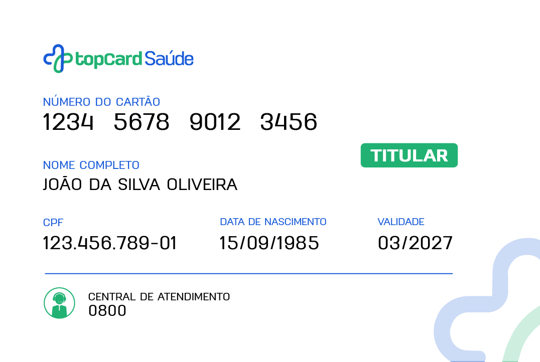 Cartão TOP CARD Saúde - Verso Institucional